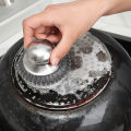 Steel Wire Ball Cleaning Supples Round Handle Design Cleaning Brush Decontamination Kitchen Cleaning Brush Dishwashing Wire Ball 1Pcs. 