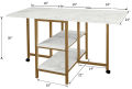Folding Dining Table with 2 Storage Open Shelf,Drop Leaf Extension Dining Table,Top Folding Kitchen Table, Side Table , Writing Table. 