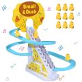 Duck Slide Toy Set, Funny Automatic Stair-Climbing Ducklings Cartoon Race Track Set Little Lovely Duck Slide Toy Escalator Toy with Lights and Music (3 sliding ducks). 