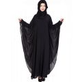 Double Layer Imported Chiffon Material Kaftan Abaya With Scarf For Girls Ladies Durable Quality-Black Color. 