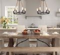 6 – Light Candle Style Wheel Chandelier with Rope Accent. 