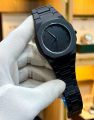 Black Arabic Aura Watch for Men Stylish Luxury Watch Arabic Dial Quartz Movement Unisex Fashion Watch with Arabic Numerals Fiber Chain Butterfly Clasp Premium Business Casual Wrist Watch. 
