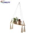 Macrame Wall Hanging Strong Bearing Floating Shelf Woven Tapestry. 