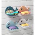 [High-Quality]  Fish Shape Cute Soap Plastic Dish Adhesive Waterproof Wall Mounted Bar Soap Dish Holder Organizer Rack Hanging Bathroom Soap Tray | 1Pcs (Random Color) - Freedoms Online store. 