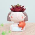 1xResin Cute Girl Succulent Planter Bonsai Pot Flowerpot Box Planter A. 