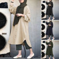 Zanzea Wanita Islam Abaya Dubai Pakaian Maxi Panjang Butang Ke Bawah Tinggi Rendah Pakaian Baju. 