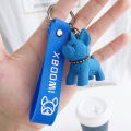 Fashion French Punk Bulldog Keychain Leather Dog Keychains For Women/Men's Bag. 