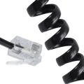 QUANBU Black RJ9 Telephone Phone Modem Coil Cable & 3.5mm Male Jack to RJ9 4P4C Female Adapter Converter Extension Cable. 