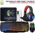 RGB Gaming Keyboard & Mouse & Headphone & Mousepad & Headphone Stand 5 in 1 Wired Combo - 7 RGB Colors In Combo - 5 Product USB Wired RGB Pack For Gaming - Compatible With PC & Laptop - Black. 