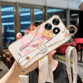 VRQR For xxx Back Cover Minimalist flowers Pattern Soft Cover With Strap LanyardVRQR Wrist Band Case For infinix Itel S23 Plus Back Cover Line Girl Pattern Soft Cover With Strap Lanyard itel A70 A665L. 