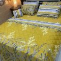 Doube 7 piece comforter set 4 pillows 1 cushion cover 1 king size bedsheet 1 king size quilted comforter Salonika cotton stuff. 