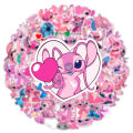 50pcs Kawaii Disney Lilo Stitch Angel Stickers Cute Pink Anime Character Sticker DIY Phone Diary Luggage Graffiti Decals. 