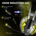 EKSA E800 Gaming Headphone Custom-Built Driver 360° Omnidirectional Retractable Mic With Yellow LED Light – Yellow Headset. 