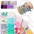 1set/box Same Color Series Mixed Polymer Clay Alphabet Beads DIY Bracelet Necklace Earrings Jewelry Making Accessories. 