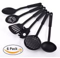 Pack Of 6 Non Stick Cooking Spoons - Black. 