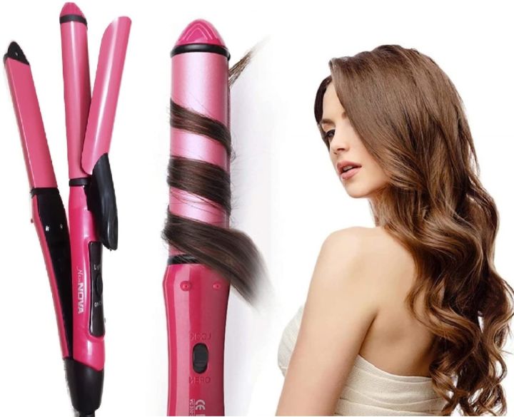 2in1 Hair Straightner and Curler Heavy duty machine Daraz.pk