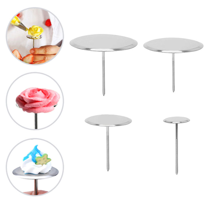 Stainless Steel Piping Nail Tips Cake Chocolate Biscuit Flowers Decorating Needle Stands Cream Transfer Tray Baking Pastry Tools Bayline