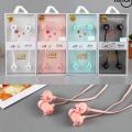 2Pcs Cartoon Cute Bear Rabbit Earphones With Mic 3.5 Mm Stereo In-ear Headset For Girls Kids For Phone MP3 Gifts. 