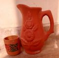 Clay Jug with 1 Piece clay Glass Handmade Natural Clay for Natural Cool Water | Clay Crockery Pots | Earthen Crockery Pots | Terracotta Crockery Pots. 