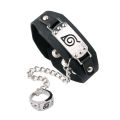 Anime Sharingan Attack on Titan BLEACH Punk Leather Bracelet With Ring Cosplay Prop Fashion Costume Accessories Jewelry. 