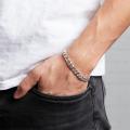 Pack of 2 Silver Stainless Steel Cuban Link Neck Chain and Wrist Bracelet Band for Men / Boys. 
