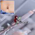 Steel Cherry Belly Navel Bar Button Ring Piercing. 