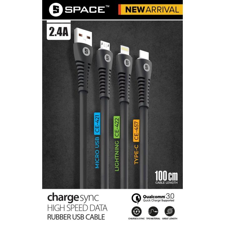 Space Fast 2.4A Charging and Data Cable Qualcom 3.0 Supported (CE-421 / CE-422 / CE-457)