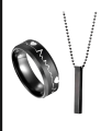 PACK OF 3 AMAZING NECKLACE DEAL FOR MEN | FASHION HIGH QUALITY BLACK BAR STICK NECKLACE + BLACK STAINLESS STEEL CHAIN BRACELET + BLACK TITANIUM STAINLESS STEEL HEARTBEAT RING FOR BOY AND MEN. 