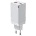 Baseus GaN2 Pro Quick Charger 2C+U 65W With Fast Charging Cable Type-C To Type-C 100W (20V/5A) 1m – White. 
