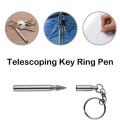 Portable Key Ring Stainless Steel Telescopic Pen Telescoping Ballpoint Pen Keychain Tool for Outdoor Travel. 