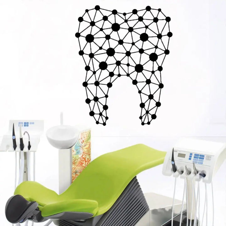 Geometric Teeth Design Wall Vinyl Sticker Teeth Dentist Decal For Dental Clinic Decoration Removable ID#4810
