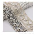 1 yards 40mm Ethnic Beaded Embroidery Organza Ribbon for Diy Headwear Accessories Clothing Dress Pearl Lace Decoration. 