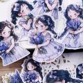 22Pcs Waterproof Lavender Girl Stationery Stickers for Kids Cute Decorations Ins Style Character Stickers for Phone Case iPad. 