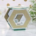 Desire Hexagon Glitter Mirror Glass Bling Wax Melt Oil Warmer. 