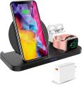 KKM Wireless Charger, 3 In 1 Wireless Charging Station, 10W Qi-Certified Charging Stand For ÎPhone 12/12 Pro/12 Pro Max/12 Mini/11 Pro Max/XS/8,  Watch, AirPods Pro(White QC 3.0 Adapter Included). 