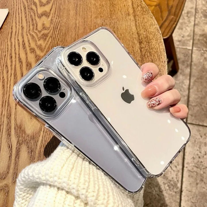 【EmotionaE】Luxury Transparent Soft Acrylic Phone Case For iPhone 15 14 13 12 11 Pro Max XS X XR 7 8 Plus Mini Shockproof Protective Cover