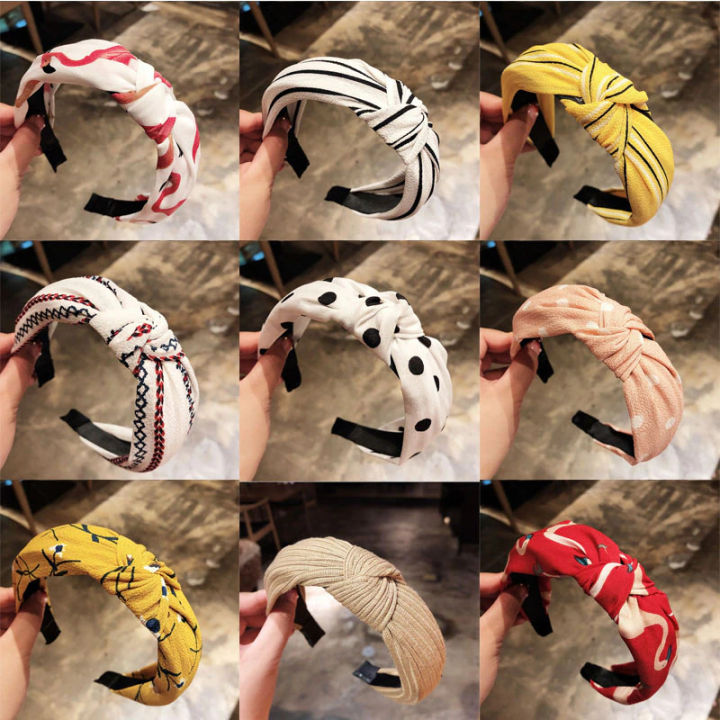 Wide Knot Headband for Women - Fashionable Elastic Fabric, Random Color, Comfortable Design