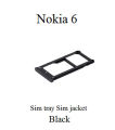 Nokia 6 Black SIM Tray Sim Jacket Sim Slot Sim Door For Nokia 6 - Black. 