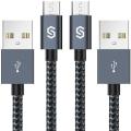 Syncwire  Micro USB Cable Android Charger - [2-Pack 3.3ft] Super-Durable Nylon Braided Fast Sync&Charging Cord for Samsung Galaxy S7 Edge/S7/S6, HTC, LG, Sony, Xbox One, PS4 & More - Space Grey. 