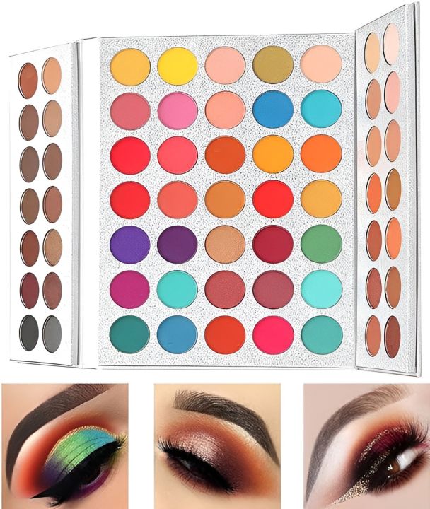Beauty Glazed Professional Makeup 63 Colours eyeShadow Palette Powder With Profession Makeup Brushes Set and Powder Blender Gorgeous Me Cosmetics Perfect Color eye Shadow Tray Set
