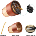 High-Value Portable Leather Glass Coffee Cup With Straw and Lid Iced Tea Cup. 