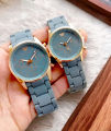 Emporio Armani Couple Watch Rubber Chain Strap Puch Button Lock. 