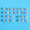 100Pcs Acrylic Beads Letter Beads Cubic White Alphabet Beads 6mm Faceted Beads For Jewelry Making. 