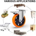 4 pcs 4 inch Swivel Caster Wheels with Dual Locking, Heavy Duty of 1400lbs, Premium Polyurethane No Noise Wheels for Furniture and Cart Set of 4(Free Bolts and Nuts|.TYRES 4 INCH,. 