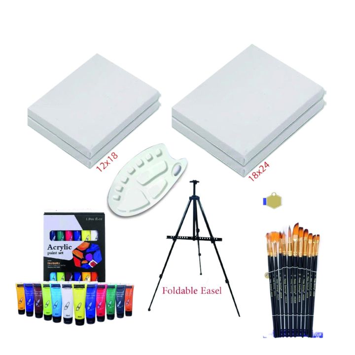 Artisan - Professional Paint Kit 30Pcs (Canvases, Acrylic Paints, Easel, Painting Brush Set, Plastic Painting Palette)