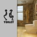 Removable Sticker  Bathroom Sign - 3D Toilet & Washroom Door Indicator For Restaurants, Cafes, And Malls - Unisex Black Restroom Symbol. 