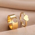 Adjustable Heart Shape Couple Rings Set- Heart Rings For Couples and Girls. 