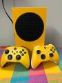 xbox series s skin yellow skin with 2 controller. 