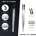 3 Pcs Tweezers 6Inch Straight Flat Tweezers & 6Inch Bent Tip Tweezers & 4.7Inch Pointed Tweezers. 
