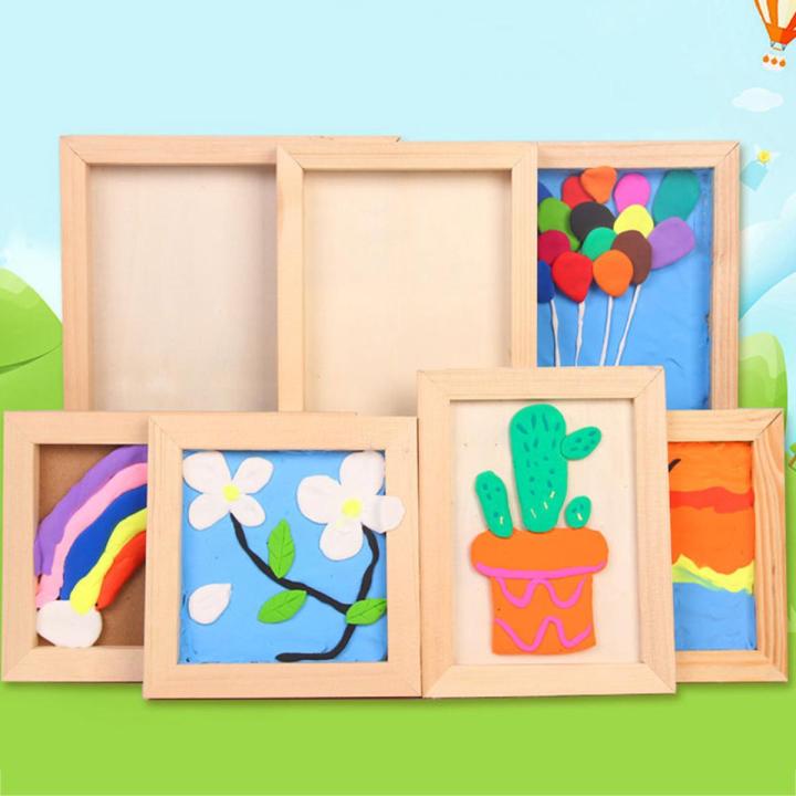 Wooden Clay Frame Children’s Pearl Snowflake Mud 3D Picture Frame Blank Art Puzzle Bracket Home Craft Desktop Ornament Kid Gift